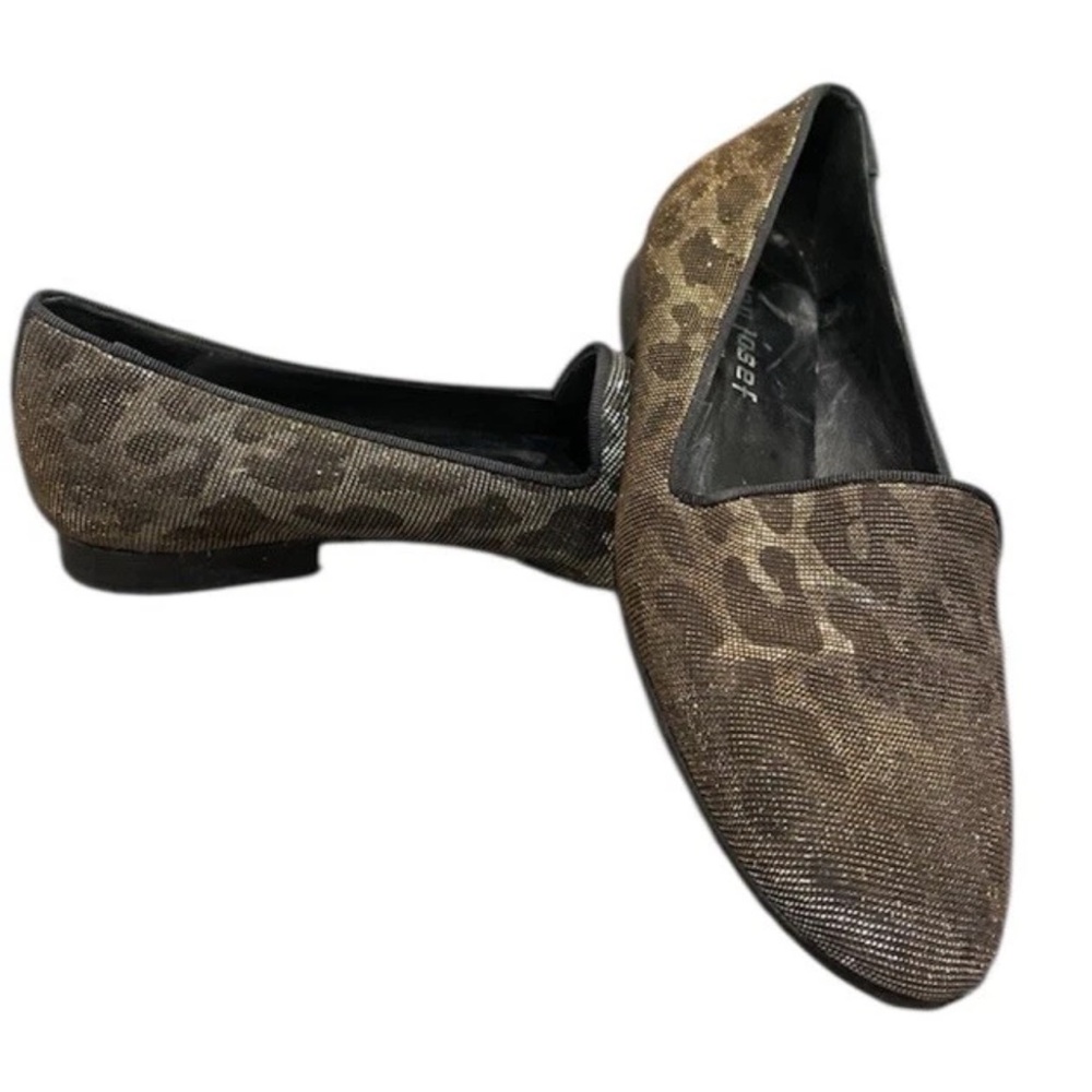 Jon Josef Metallic Gold Silver Bronze Leopard  Holographic Loafer Sz 5.5